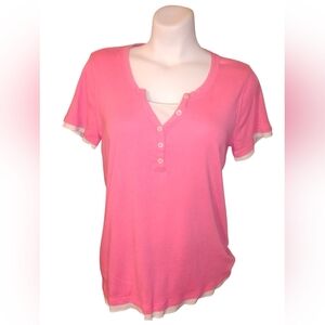 Made for Life Vibrant Pink Buttoned Tee